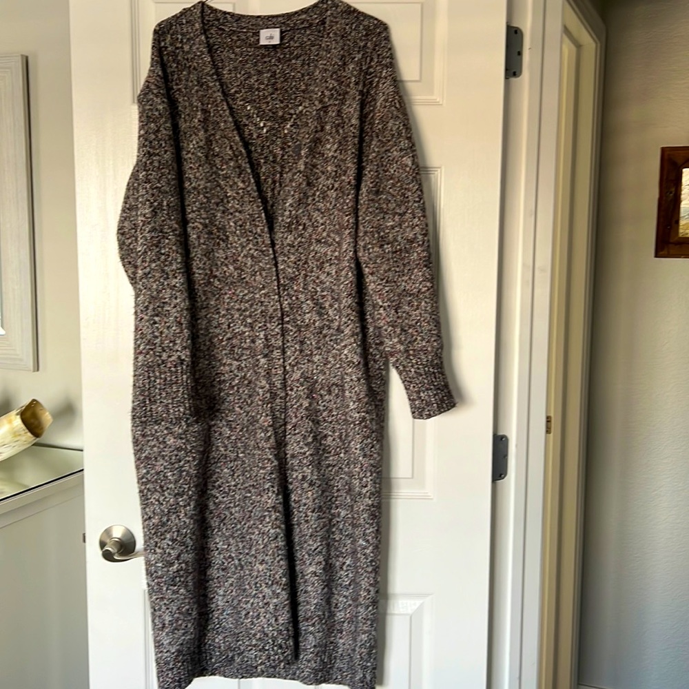 Cabi coffee shop cardigan. Multicolor with buttons. Style #3881. Size S